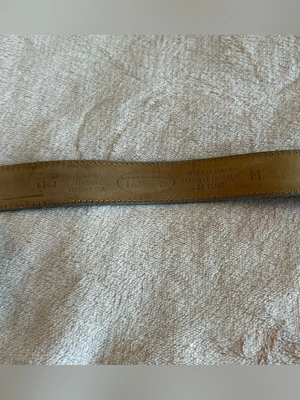 Talbots vintage periwinkle leather belt with braided buckle and loop size M
